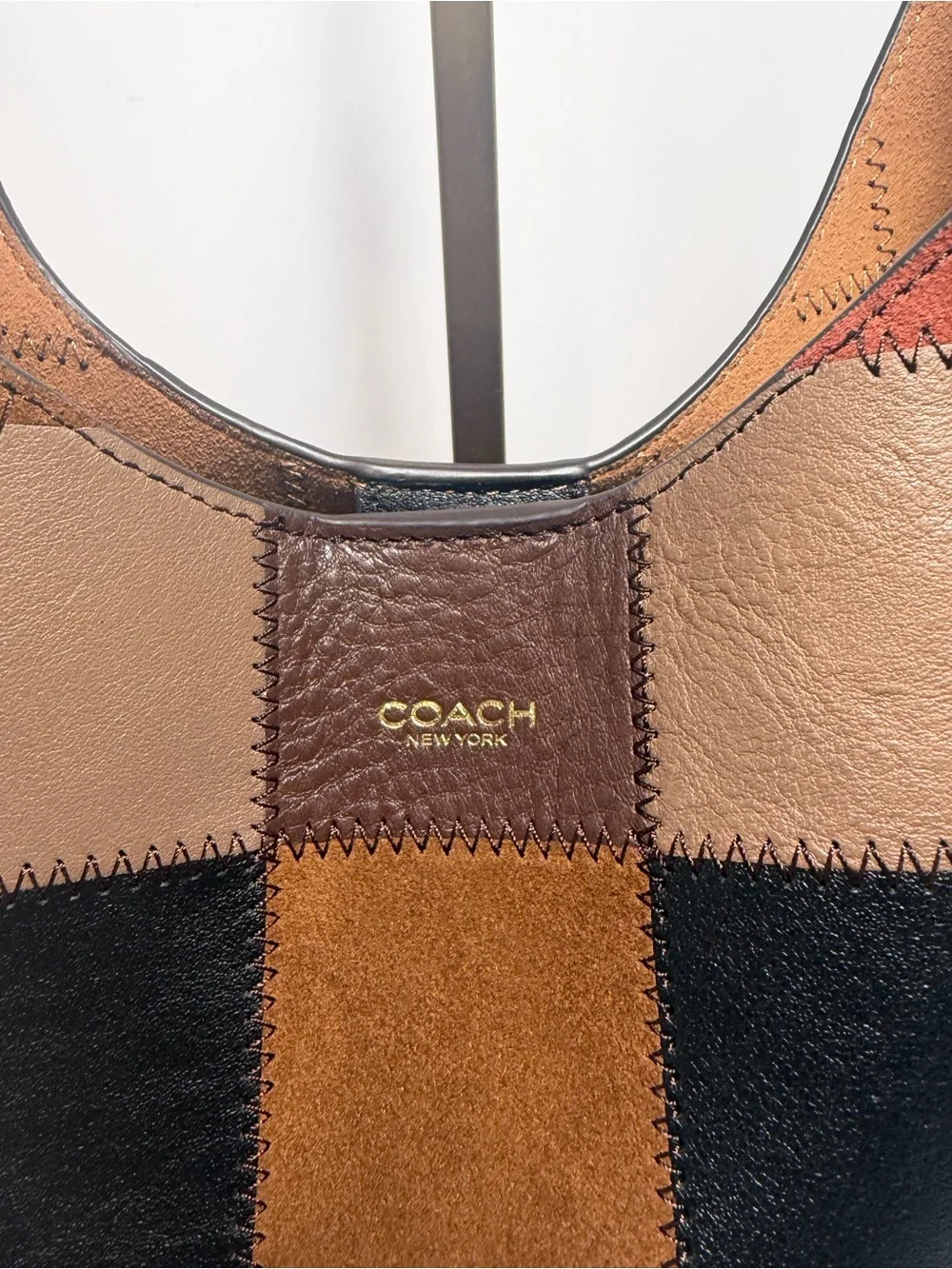 Coach Patchwork Shoulder Bag in Black, Brown, Tan and Rust